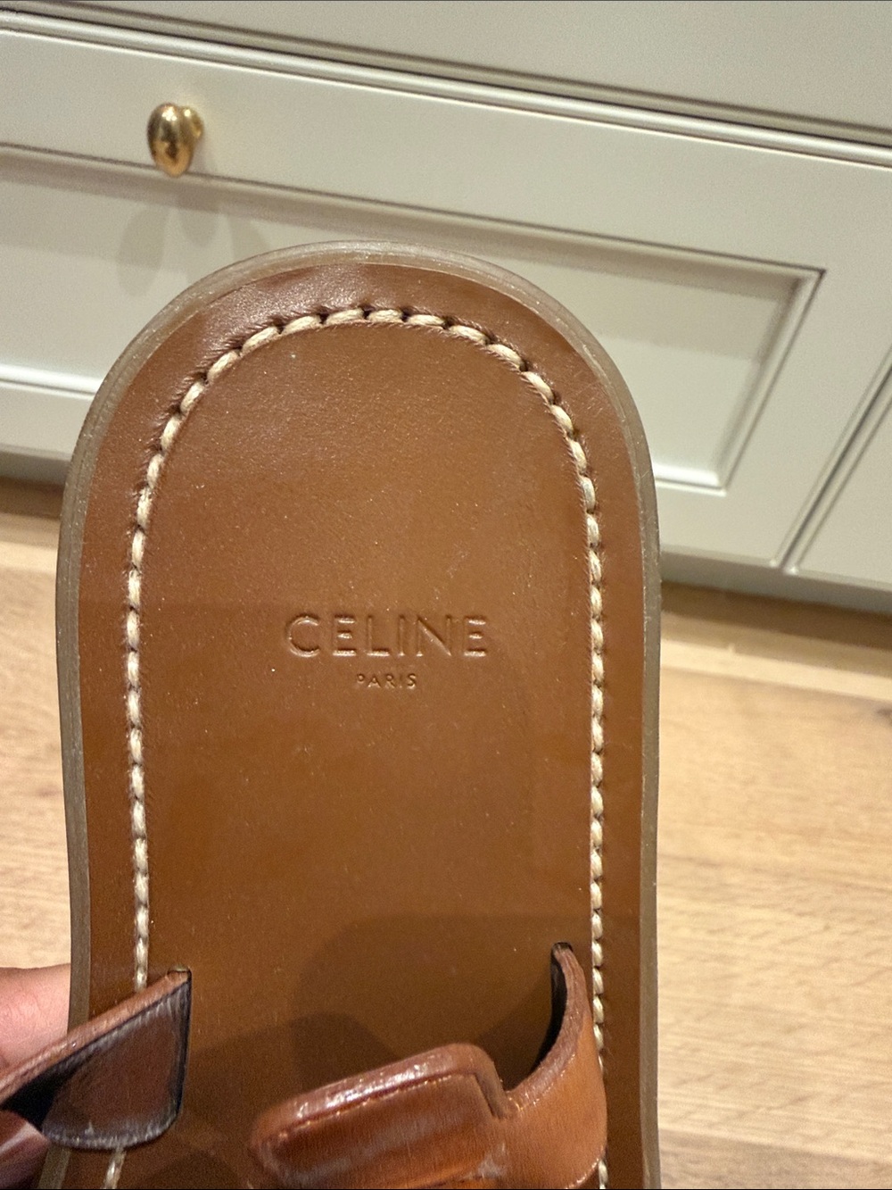 celine triomphe brown sandal 37 fits 7.5/8 - Picture 4 of 7